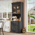 thumbnail image 1 of 71" Tall Farmhouse Pantry Cabinet,Freestanding Coffee Bar Hutch With Adjustable Shelve,Large Storage For Living Room,Dining Room,Black, 1 of 8