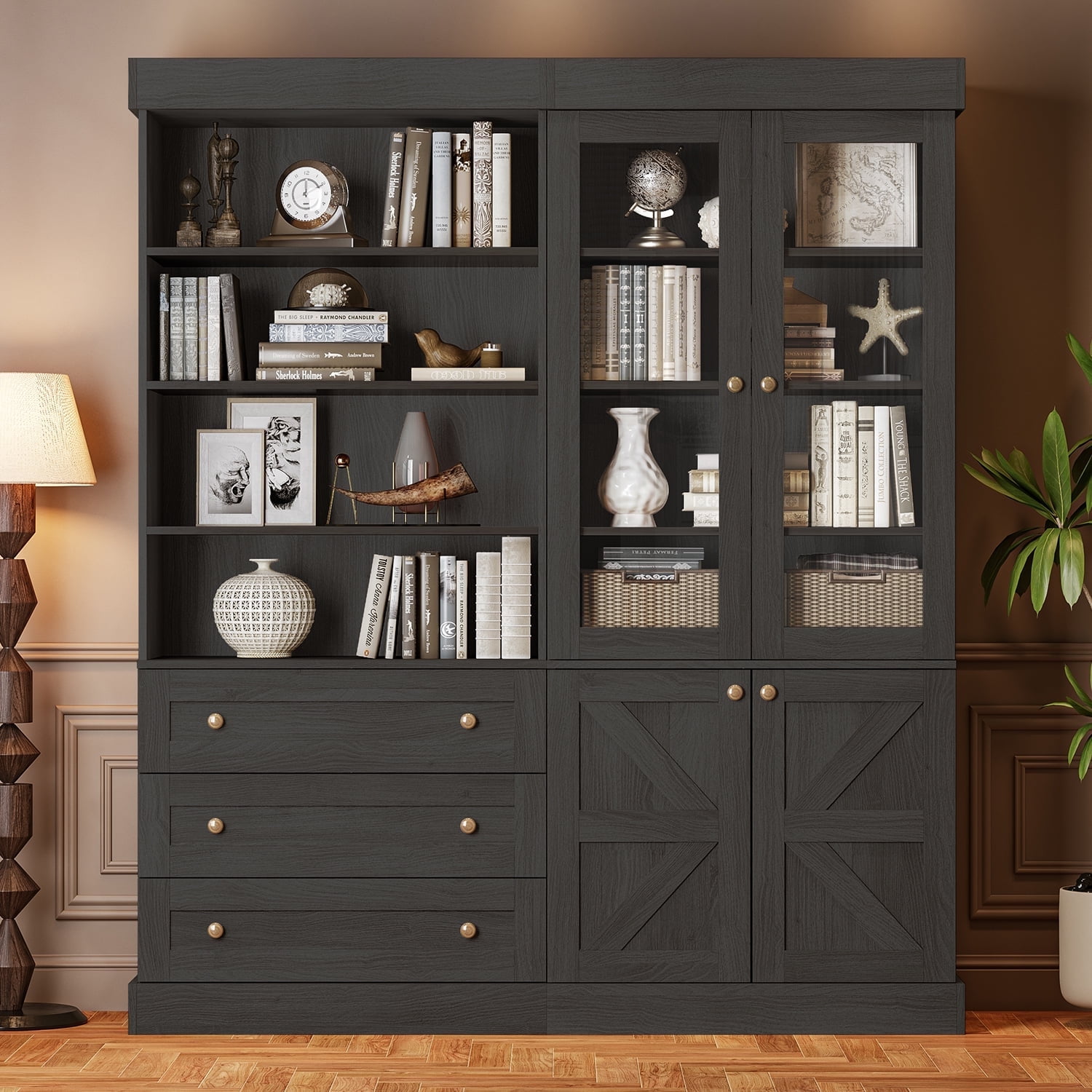 Hutch Cabinet With Glass Doorsnull
