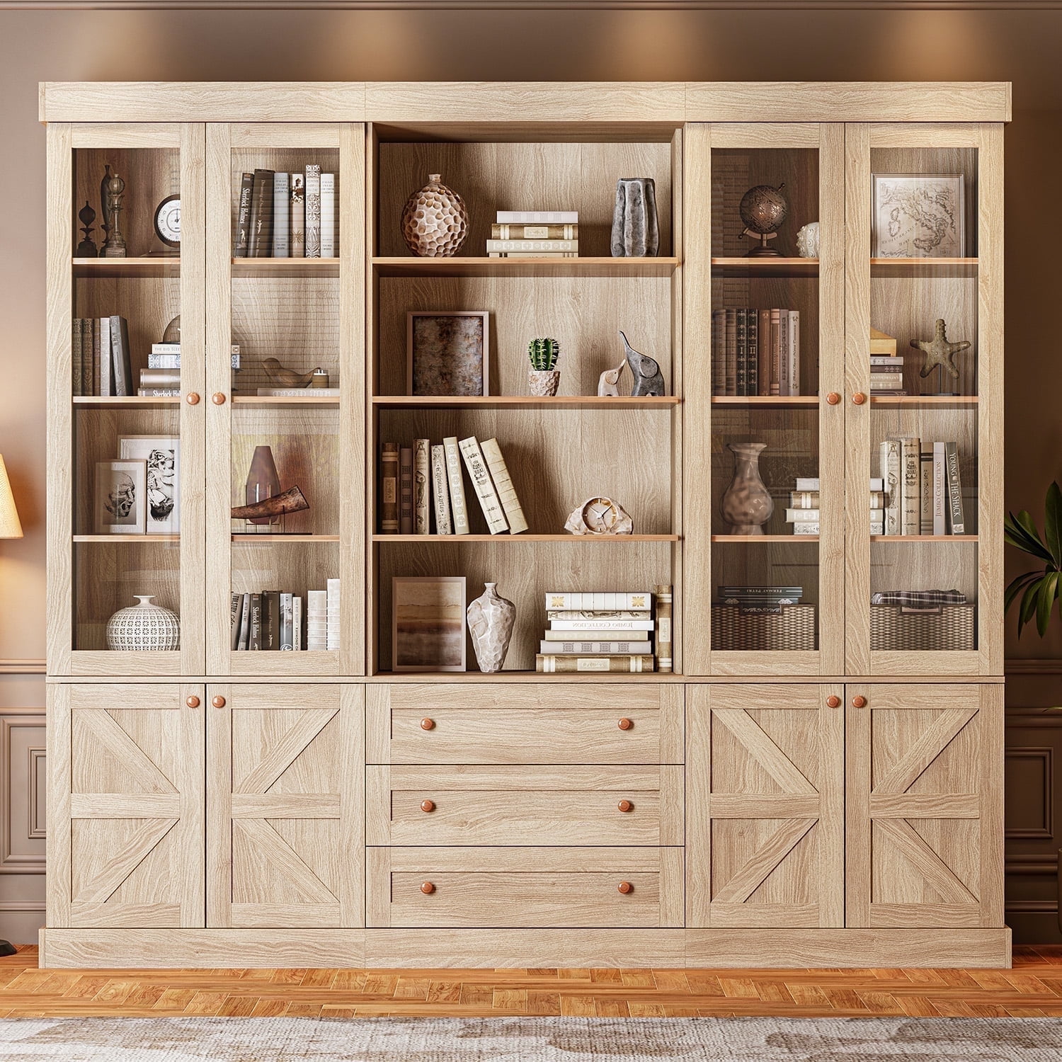 Tall Storage Cabinet With Glass Doors And Shelves