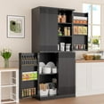 thumbnail image 1 of Modern Fluted Pantry Cabinet, 71'' Tall, Adjustable Shelves, Door Racks, Freestanding, 1 of 7