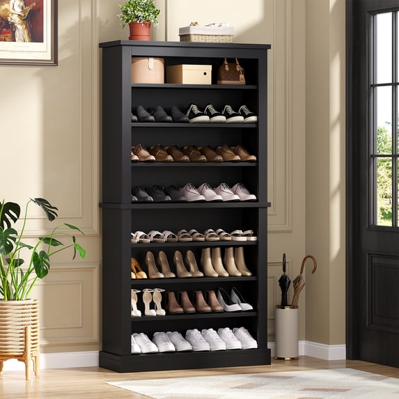 71" Tall Freestanding Shoe Cabinet, 9-Tier Adjustable Wood Shoe Rack with Open Storage for Entryway, Hallway & Small Spaces – Modern White Storage Organizer