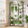 thumbnail image 1 of 71" Tall Indoor Plant Stand with Grow Light, 8-Tier Heavy Duty Metal Shelf for Multiple Plants, Space-Saving Flower Display Rack for Living Room, Patio, Garden, Walnut and Black Finish, 1 of 7