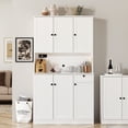 thumbnail image 1 of 71" Tall Kitchen Hutch with 6 Doors, Pantry Storage Cabinet with Microwave Stand, Storage Cabinet with Adjustable Shelves, Modern Food Pantry with Drawer for Kitchen Dining Room, White, 1 of 10