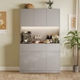 thumbnail image 1 of 71" Tall Kitchen Pantry Cabinet, Kitchen Hutch Storage Cabinet with Led Lights and Power Outlets, Food Pantry Cabinet with Microwave Stand, Adjustable Shelves, Handless Design, 1 of 7