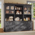 thumbnail image 1 of 71" Tall Kitchen Pantry Cabinet Set of 3 With Adjustable Shelve,Coffee Bar Hutch with Microwave Stand for Dining Room,Living Room,Black, 1 of 11