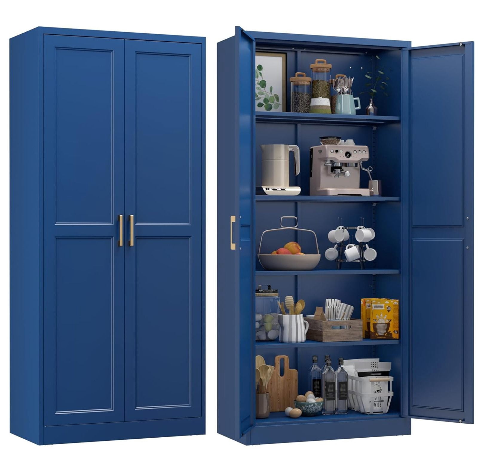 71” Tall Kitchen Pantry Cabinet,Storage Cabinet with Doors and ...