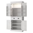 thumbnail image 1 of 71" Tall Kitchen Pantry Cabinet with LED Lights - Freestanding Storage with Adjustable Shelves & Drawer - White, 1 of 9