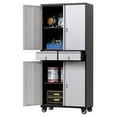 71" Tall Metal Garage Storage with 4 Wheels and 2 Drawer