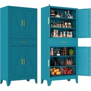 71" Tall Pantry Storage Cabinet with Drawer and Adjustable Shelves, Freestanding Tall White Kitchen Cupboard Storage Cabinet for Kitchen,Dining Room, Living Room, Blue