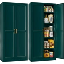 71" Tall Metal Storage Cabinet, Kitchen Pantry Storage Cabinets with Doors and 4 Shelves, Food Pantry Cabinet, Large Cupboard, Utility Steel Cabinets for Dining Room, Kitchen, Living Room, Green