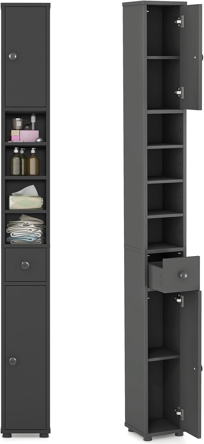 71" Tall Narrow Bathroom Storage Cabinet, Modern Skinny Toilet Paper ...
