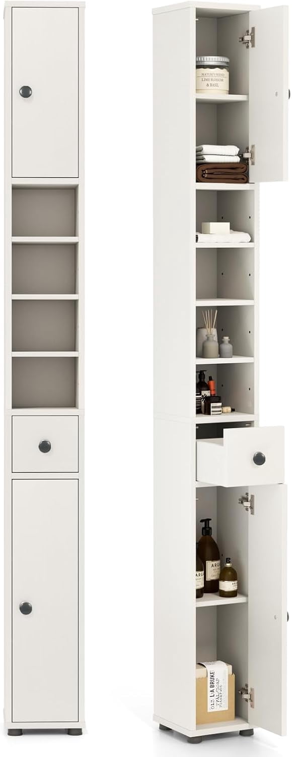 71" Tall Narrow Bathroom Storage Cabinet, Modern Skinny Toilet Paper ...