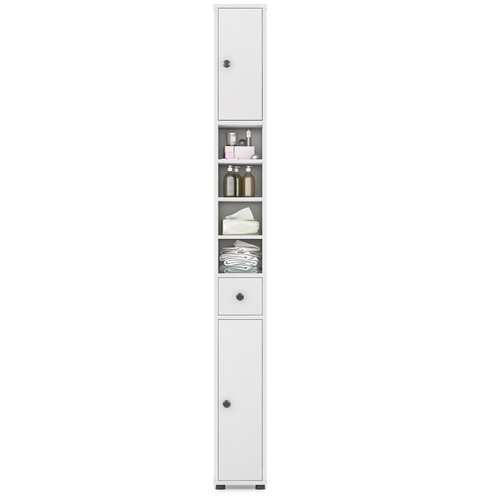 71" Tall Narrow Bathroom Storage Cabinet, Modern Skinny Toilet Paper ...