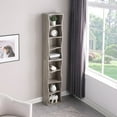 thumbnail image 1 of 71" Tall Narrow Bookcase with Storage Cabine,8 Tier Cube Bookshelf Display Shelf Stand for Home Office, Living Room,Gray, 1 of 7