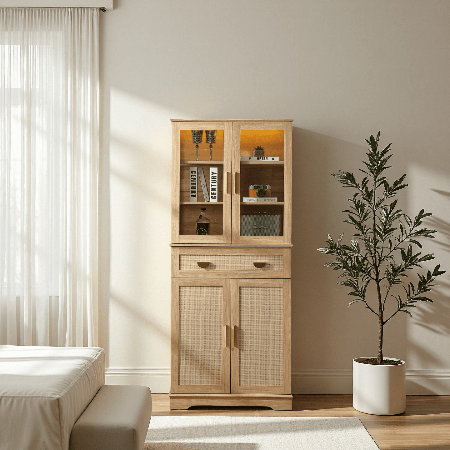 71''Tall Pantry With Storage,Kitchen Storage Pantry,LED