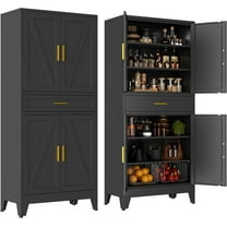 71" Tall Pantry Storage Cabinet with Drawer and Adjustable Shelves, Freestanding Tall Kitchen Cupboard Storage Cabinet for Kitchen,Dining Room, Living Room, Black