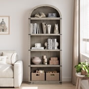 71 Tall Wooden Bookshelf, Large Open Display Bookcase with Ample Storage, Floor Standing Book Shelf for Living Room, Home Office, Bed Room Grey Basic