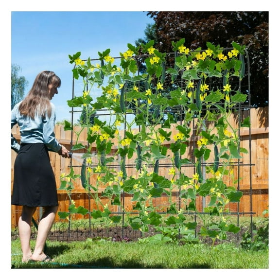 71" U-Shaped Garden Trellis for Climbing Plants, Tall Metal Plant Trellis for Grapes, Tomatoes, Cucumbers, Adjustable Width, Heavy Duty Rustproof Outdoor Arch Trellis