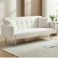 thumbnail image 1 of 71" W Teddy Convertible Futon Sofa Bed,Modern Upholstered Loveseat Sofa Couch for Living Room,Small Space,Beige, 1 of 8