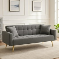 71" W Teddy Convertible Futon Sofa Bed,Modern Upholstered Loveseat Sofa Couch for Living Room,Small Space,Gray
