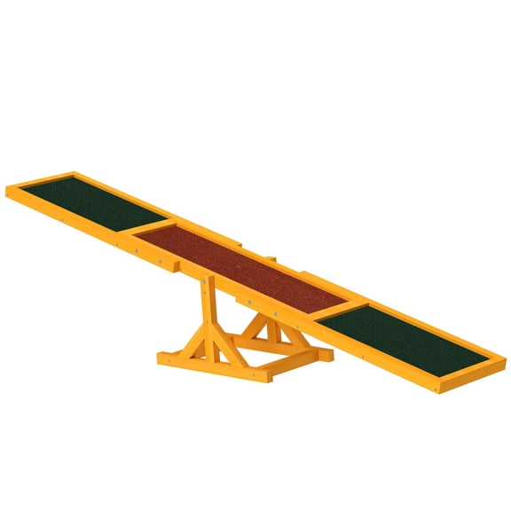 71" Weather Resistant Wooden Dog Agility Seesaw Pet Training Exercise Equipment, Natural Wood