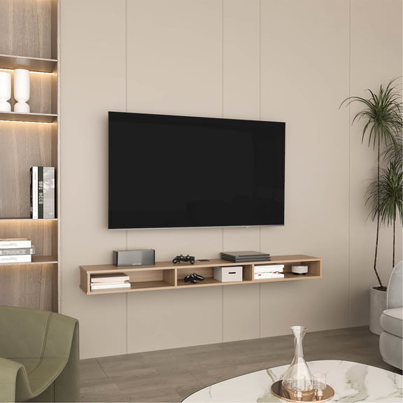 71" Wide, Floating Entertainment Center | In Studio, Simple Installation