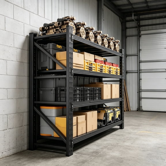 71" Wide Storage Shelves, 5000 lbs Garage Shelving Heavy Duty, Standing Shelf Units, 4-Tier Metal Adjustable Storage Shelving Rack for Shop, Warehouse, Basement, 71"W x 24"D x 70"H