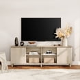 thumbnail image 1 of 71" Wide TV Stand Cabinet for 75+ Inches TVs, Modern Wood Low Media Console with Door & Shelves, White Oak, 1 of 6