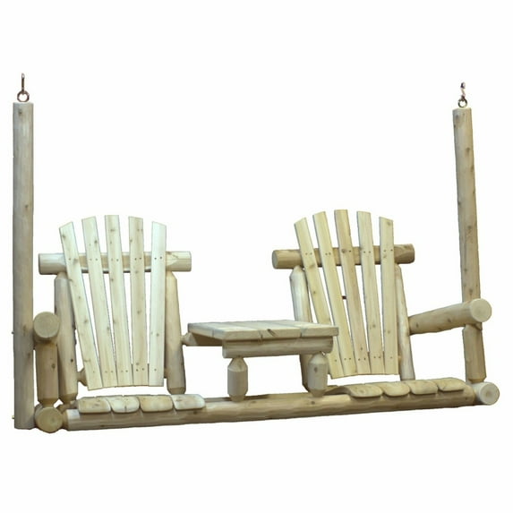 HomeRoots 370281 71 x 24 x 49 in. Wood Tete-A-Tete Porch Swing, Natural