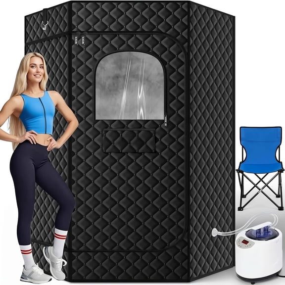 71" X 33" X 33" Pentagon Portable Steam Sauna Tent, Portable Sauna Box for Home, Full Body Sauna Spa with Steamers, Electric,Foldable,High Temperature,Zipper Window,Pocket for Storage,Gym,Bathroom