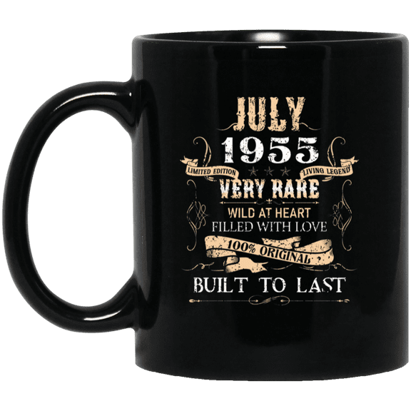 71 Years Old 71St Birthday Vintage July 1955 Bday Gift Coffee Mug, 15oz Black Cup