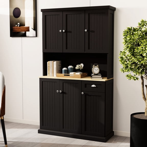 71-inch Freestanding - Microwave Countertop and Drawer Storage - Kitchen - Smooth Surface for Easy Cleaning