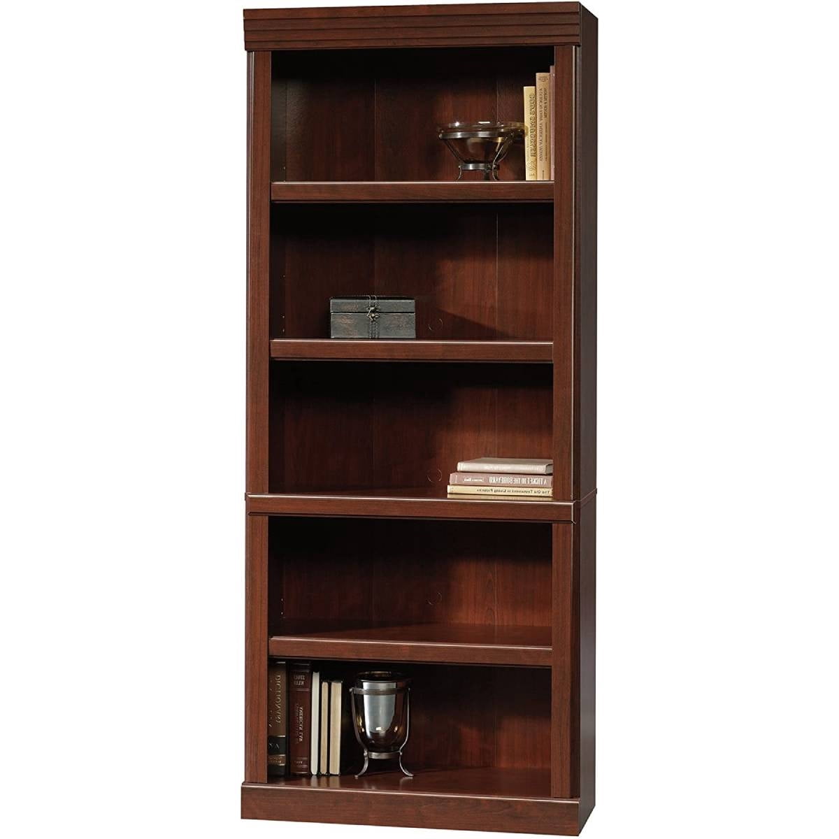 71-inch High 5-Shelf Wooden Bookcase in Cherry Finish - Walmart.com