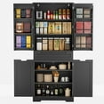 thumbnail image 1 of Kitchen Pantry Cabinet, Lofka 71" Pantry Storage Cabinet with 4 Doors, 12 Shelves and 1 Large Drawer for Dining Room, Black, 1 of 9