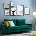 thumbnail image 1 of Rhomtree Modern Upholstered Velvet Sofa with 2 Throw Pillows, Emerald, 1 of 8