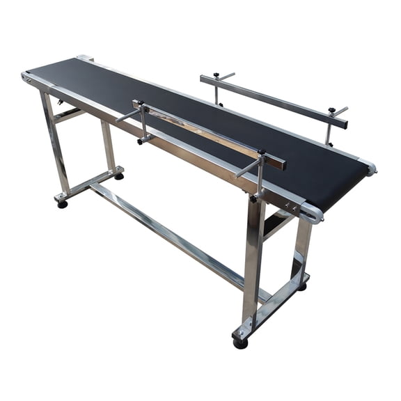 71''x 11.8'' PVC Belt Conveyor Machine with Double Guardrail & Black Belt for Packing Shipping