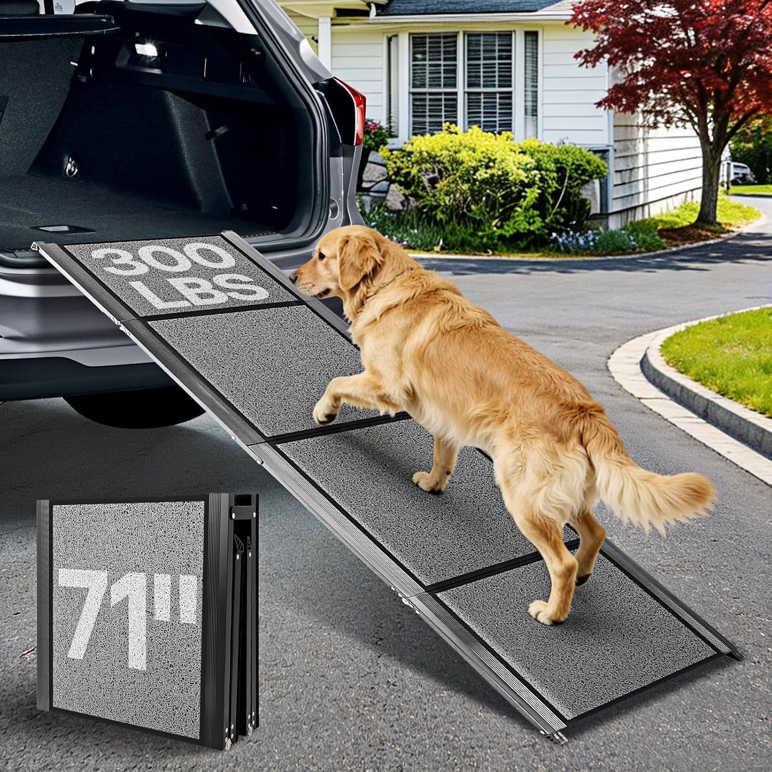 71''x 20'' Dog Ramp for Car, Pet Ramp for Large Dogs Up to 300LBS ...