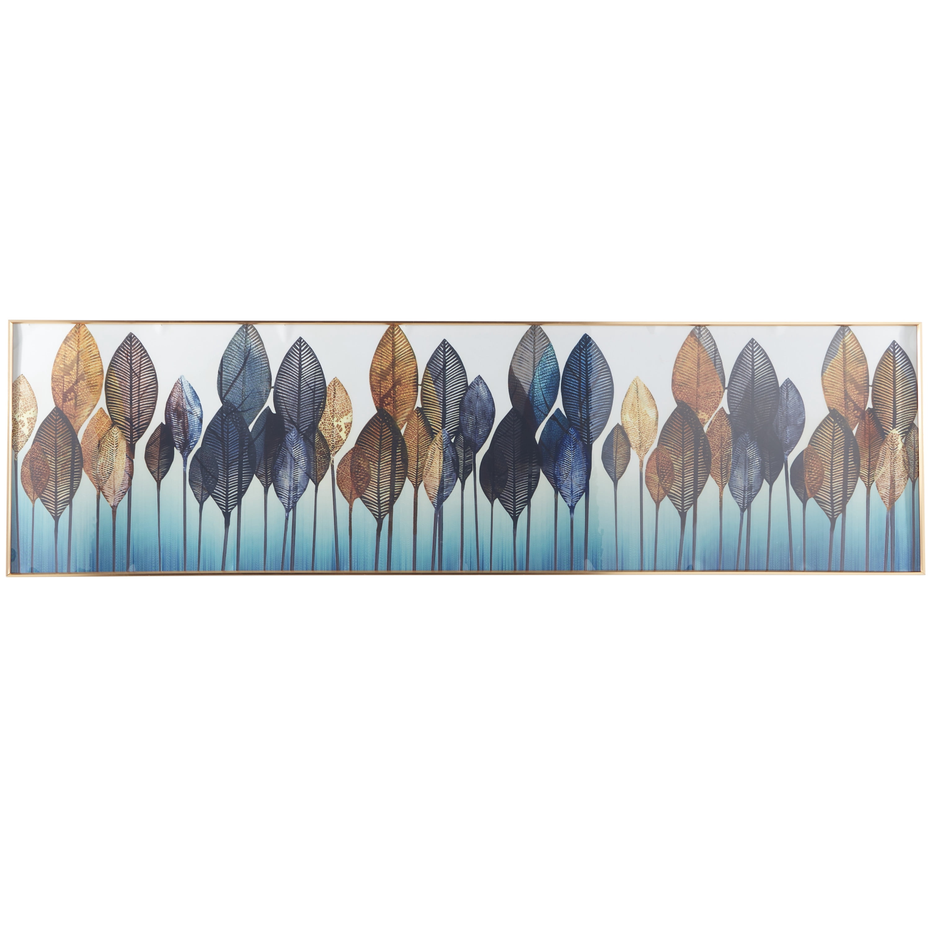 71" x 20" Leaf Framed Wall Art with Gold Aluminum Frame, by CosmoLiving by Cosmopolitan