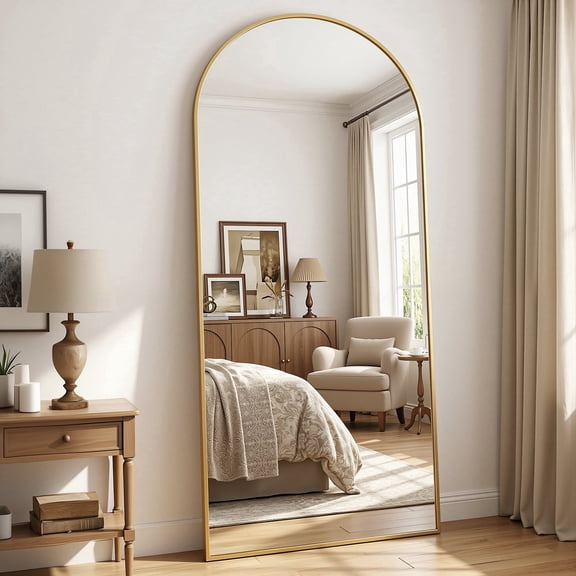 Cuteday 71"x 26" Full Length Mirror Arched Standing Floor Mirror Full Body Mirror, Gold