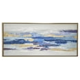 thumbnail image 1 of DecMode Blue Canvas Abstract Long Horizontal Living Room Framed Wall Art with Gold Foil Accents, 71" x 2" x 32", 1 of 15