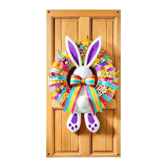 71" x 36" Easter Door Hanger Decorations, Assorted Bunny & Egg Wreath Designs, Weather-Resistant Easter Decor for Front Door Wall & Porch