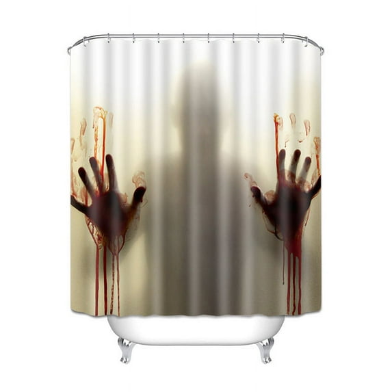 71" x 71" Halloween Shower Curtain Liner Window Curtains, Help Me with Bloody Hands for Halloween Decorations Theme Decor Props Bathroom