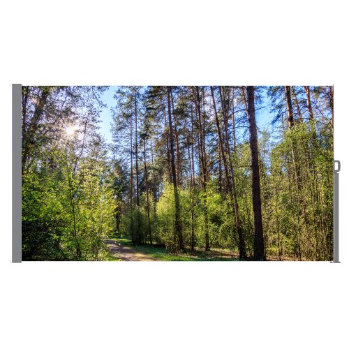 71"x138" Retractable Side Awning Screen, UPF50+ UV Protection, Semi-Transparent with UV Printing, Wind & Sun Shade for Privacy, Garden, Balcony, Patio & Swimming Pool