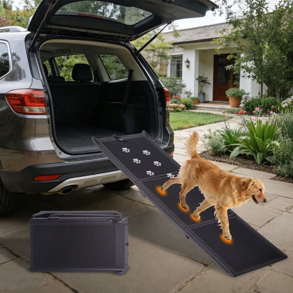 71"x16" Foldable Dog Ramp for Large Dogs Easy-Fold Portable Pet Ramp with Non-Slip Surface Heavy-Duty Support up to 250 lbs for Car Truck SUV Indoor Bed Stairs