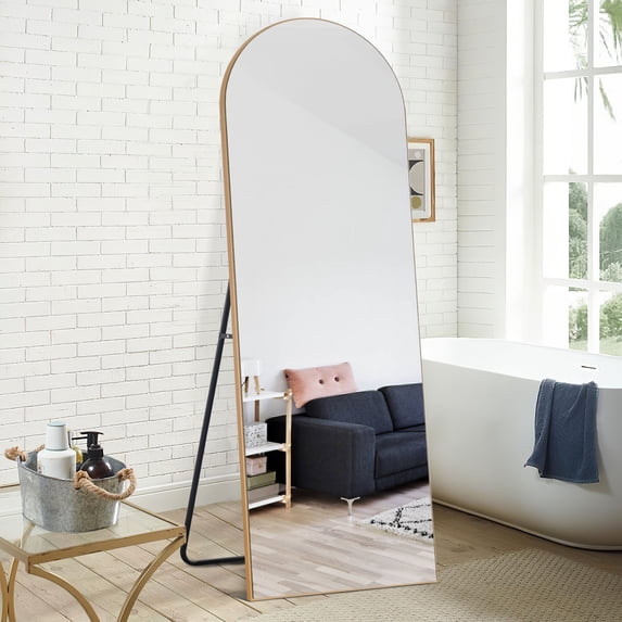 71"x24" Arched Full Length Mirror Floor Mirror with Stand Gold