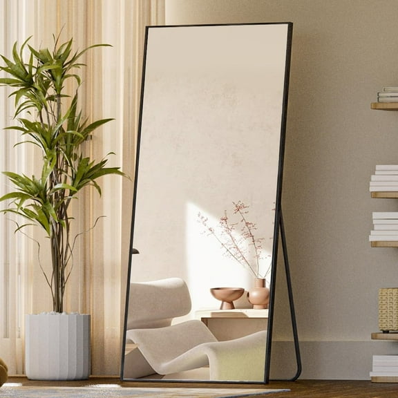 Floor Mirror, Full Length Mirror with Stand, Hanging Body Mirror Wall Mounted Mirror for Bedroom, Entry way, Dressing Room, Black