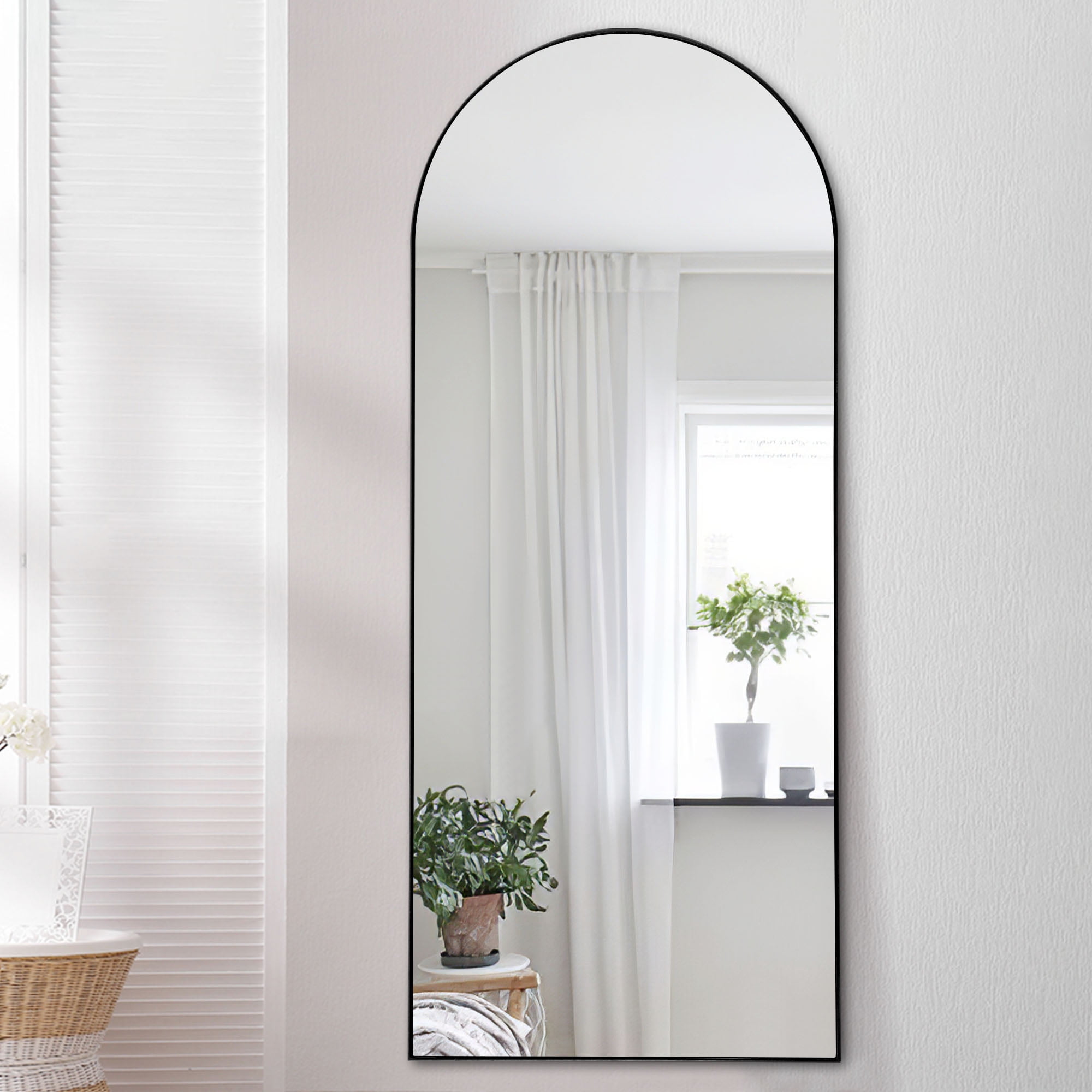 71"x28" Arched Aluminum Allou Frame Modern Full Length Mirror Floor Mirror,Black