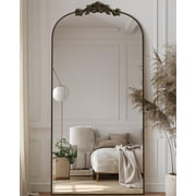 Antok 71x28 Vintage Arched Full-Length Mirror with Carved Metal Frame, Baroque-Style Floor Mirror for Living Room, Bedroom, Entryway or Hallway Decor, Bronze