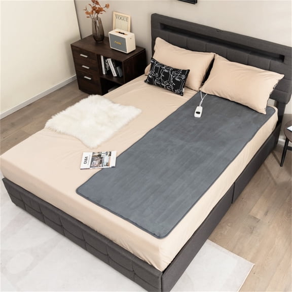 71"x30" Electric Mattress Pad 5 Heat Settings Flannel Heated Bed Mat with 8-Hour Auto Shut Off Machine Washable Gray