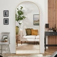 thumbnail image 1 of 71"x31" Aluminum Alloy Full-length Mirror Arch Decorative Mirror Gold, 1 of 7